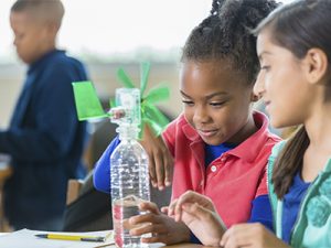 Students doing water-related experiment