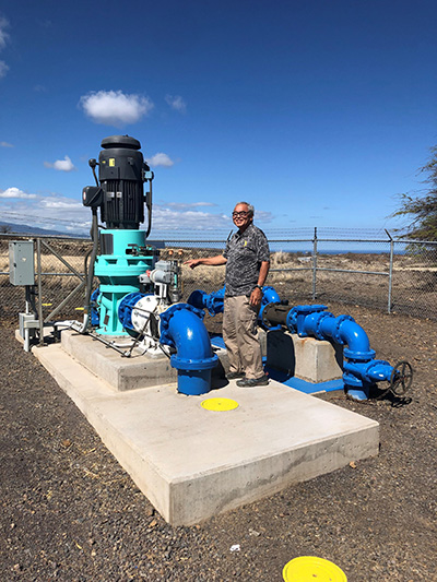 Stephen Green with the newly installed turbine